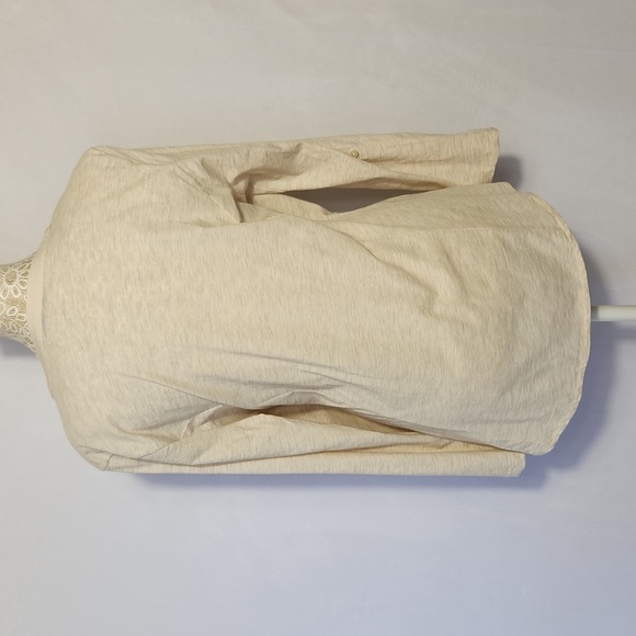 Style & Co Top Button Down Cream Beaded Long Roll Tab Sleeve Embroidered SZ M - Picture 10 of 12